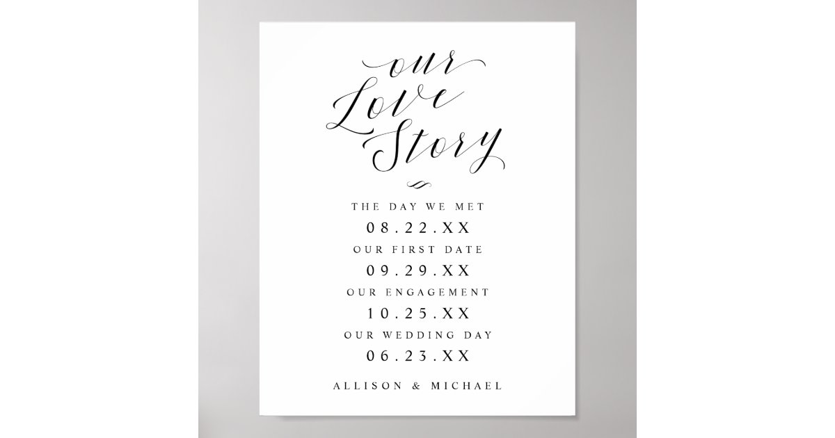 Our Love Story Bride &amp; Groom Timeline Wedding Sign