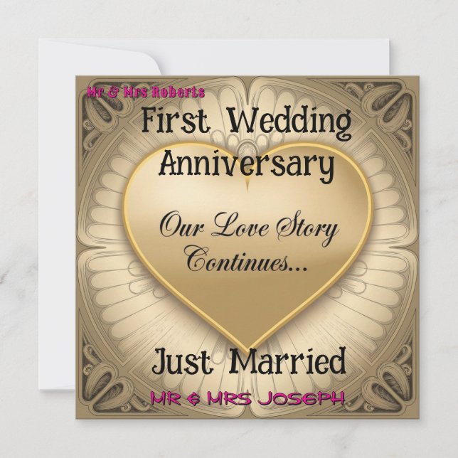 Our Love Story Continues Wedding Anniversary  Invitation (Front)