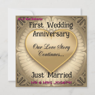 Our Love Story Continues Wedding Anniversary  Invitation