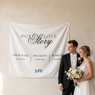Our Love Story Fabric Wedding Tapestry