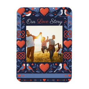 Our Love Story Folk Art Valentine's Card Magnet