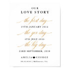 Our love story gold faux wedding date sign