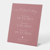 Our Love Story Hearts Pink Wedding Timeline