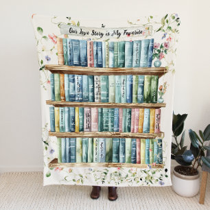 Our Love Story in Books Customisable Couples Fleece Blanket