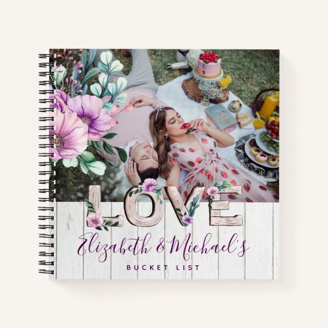 Our Love Story Newlyweds Photo BUCKET LIST Notebook (Front)