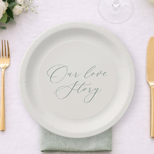 Our Love Story Sage Green Wedding Plates