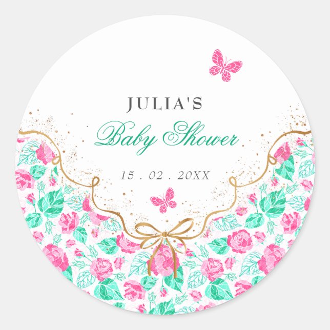 Our Lovely One Baby Shower Classic Round Sticker (Front)