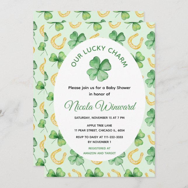 Our Lucky Charm St Patrick's Baby Shower Invitation (Front/Back)