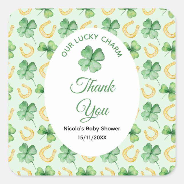 Our Lucky Charm St Patrick's Baby Shower Square Sticker (Front)