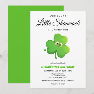 Our Lucky Little Shamrock 1st Birthday   Invitation
