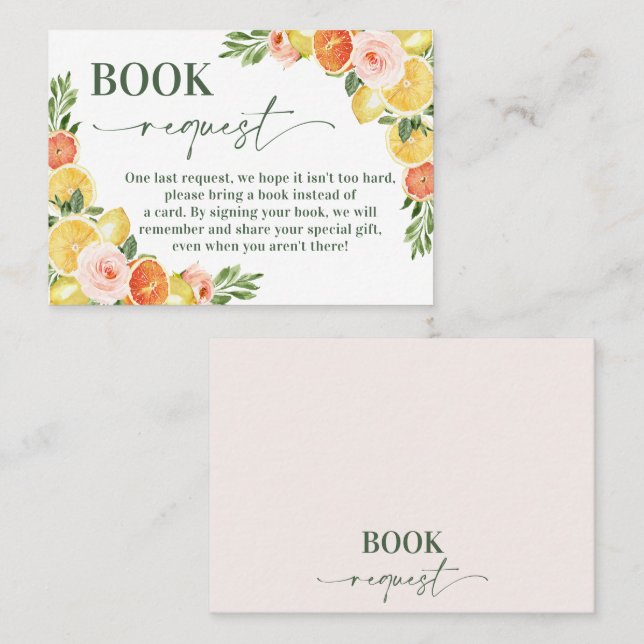 Our Main Squeeze Baby Shower Book Request Insert (Front/Back)