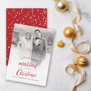 Our Married Little First Christmas Photo Wedding Holiday Card