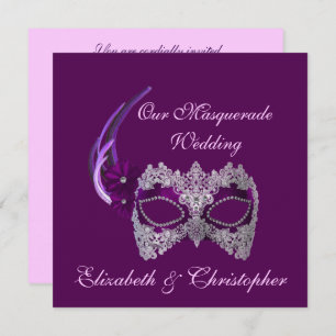 "Our Masquerade Wedding" - Royal Purple Mask [b] Invitation
