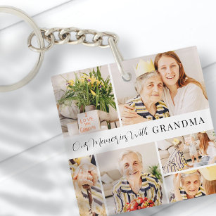 Our Memories with Grandma Modern Photo Collage Key Ring