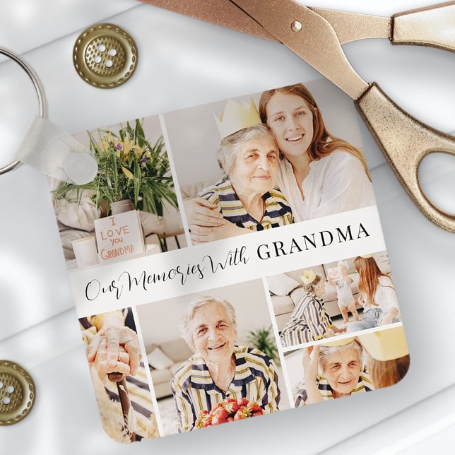 Our Memories with Grandma Modern Photo Collage Key Ring (Creator Uploaded)