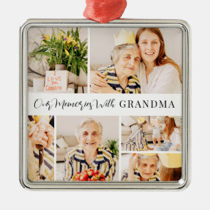 Our Memories with Grandma Modern Photo Collage Metal Ornament