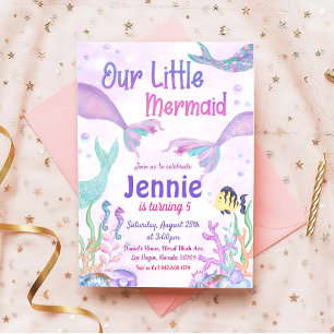Our Mermaid Birthday Party Under The Sea Party Invitation