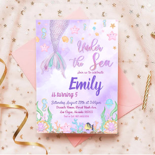 Our Mermaid Birthday Party Under The Sea Party Invitation