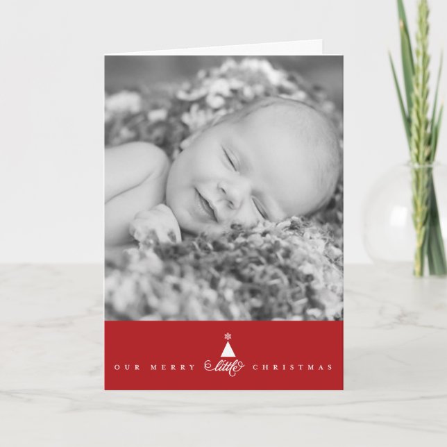 Our Merry Little Christmas Cute Baby 1st Christmas Holiday Card (Front)