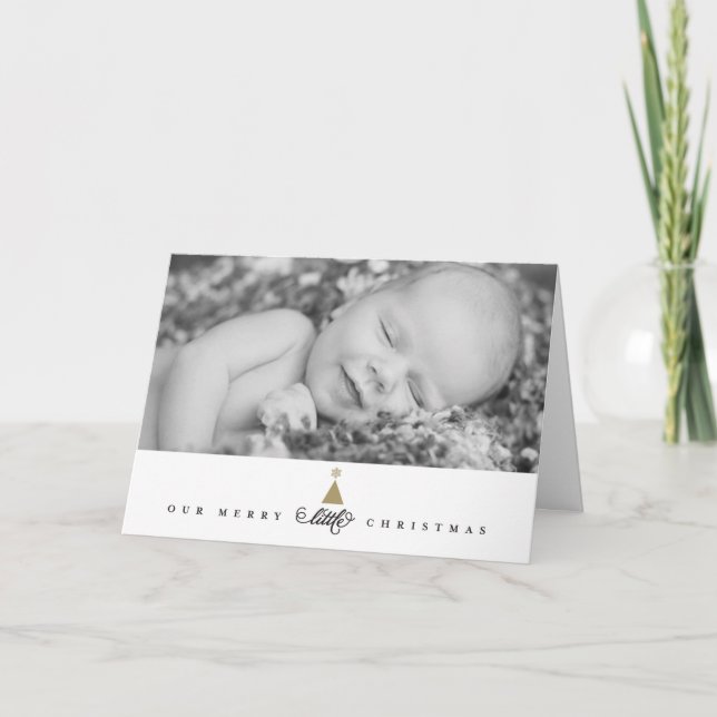 Our Merry Little Christmas Cute Baby 1st Christmas Holiday Card (Front)