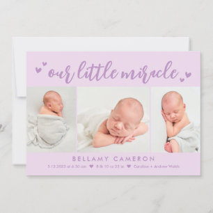 Our Miracle Editable Colour Baby Birth Announcemen Holiday Card