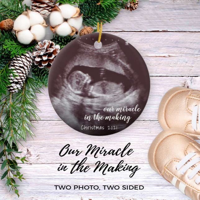 Our Miracle In Making Ultrasound Sonogram Photo Ceramic Ornament (Creator Uploaded)