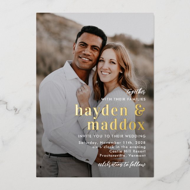 Our Moment REAL FOIL Photo Wedding Invitation (Front)