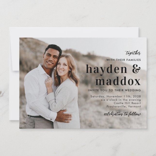 Our Moment Simple Elegant Photo Wedding Invitation (Front)