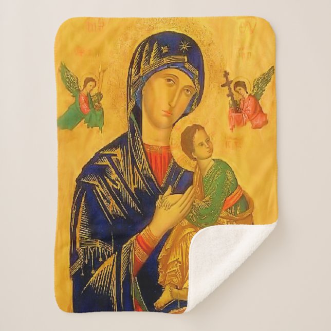 Our Mother of Perpetual Help Sherpa Blanket (Front)