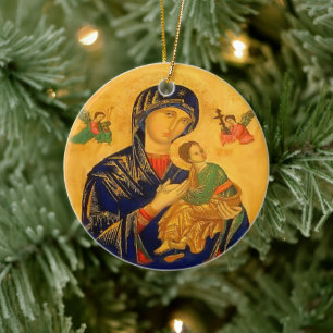 Our Mother of Perpetual Help with Prayer Ceramic Ornament