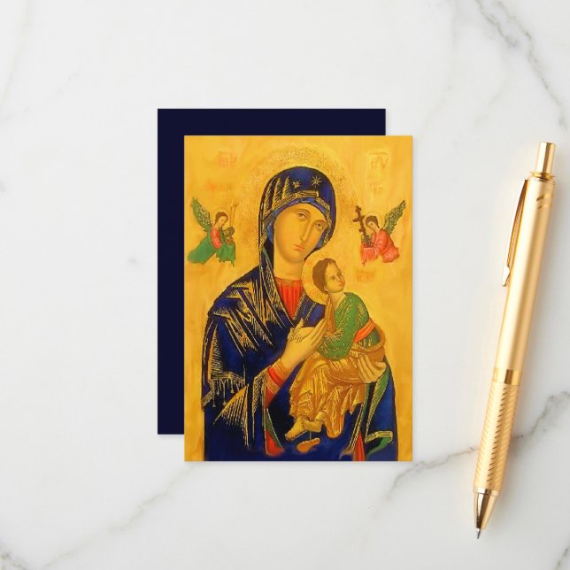 Our Mother of Perpetual Help with Prayer Enclosure Card (Front/Back In Situ)
