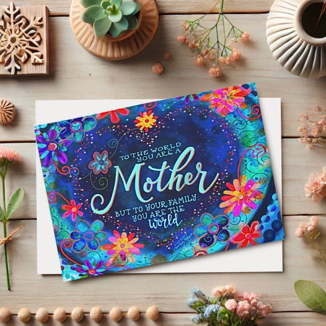 Our Mother, Our World Pretty Blue Floral Fun Card (Creator Uploaded)