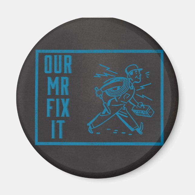 Our Mr Fix it Blue Chalkboard Magnet (Front)