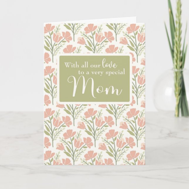 Our Mum Birthday Pink Flower Pattern  Card (Front)