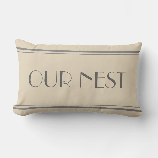 Our Nest Grey and Beige Pillow (Front)