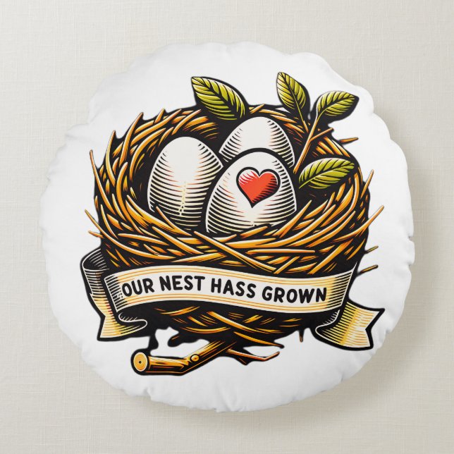 Our Nest Has Grown Family Love Round Cushion (Front)