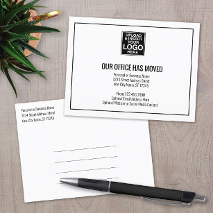 Our New Address Information with Business Logo Announcement Postcard