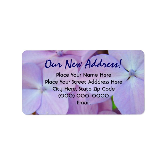 Our New Address! label stickers Lavender Flowers (Front)