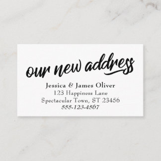 "Our New Address" Minimal Typography Insert Card