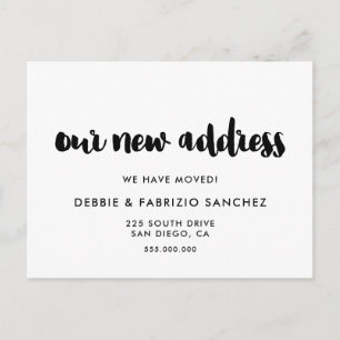 Our new address Modern font moving announcement Postcard