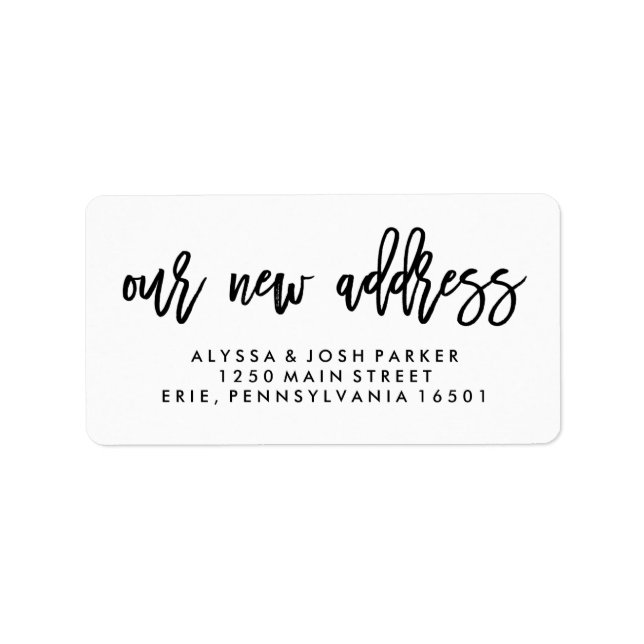 Our New Address | Simple Modern Typography Label (Front)