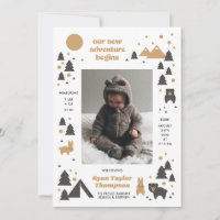 Our New Adventure Modern Mtn Birth Announcement