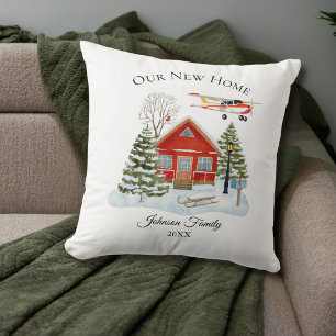 Our New Home Cessna Airplane Cute Watercolor Cushion