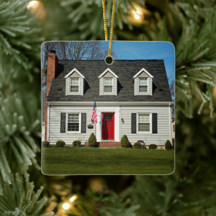 Our New Home Elegant Custom Address Photo Ceramic Ornament