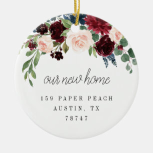 Our New Home Floral Modern Christmas Ornament