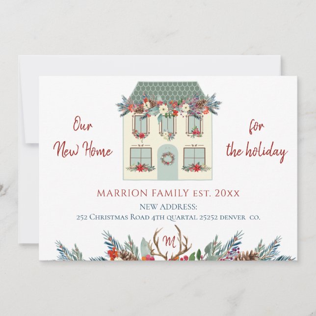 Our New Home for the holidays green house moving Announcement (Front)