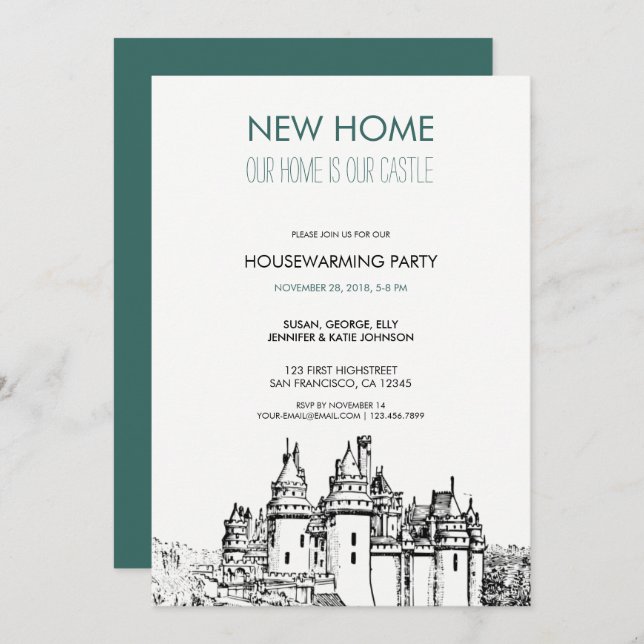 Our new home is our castle Housewarming party Invitation (Front/Back)