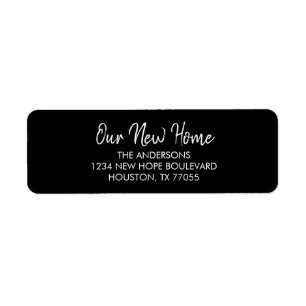 Our New Home Modern Black Return Address Labels 