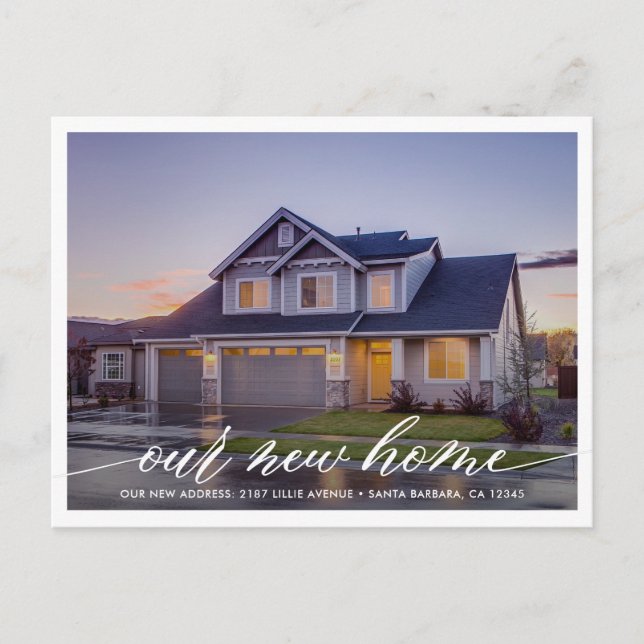 Our New Home Modern Photo Moving Announcement Postcard (Front)