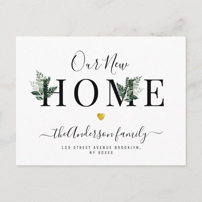 Our New Home Moving announcement Postcard (Front)